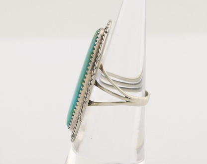 Navajo Ring 925 Silver Natural Green Turquoise Artist Signed W Denetdale C.80's
