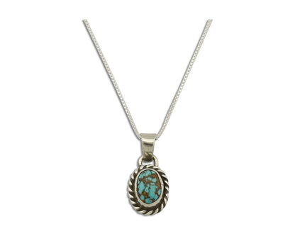 Navajo Pendant 925 Silver Natural Blue Turquoise Native Artist C.2008