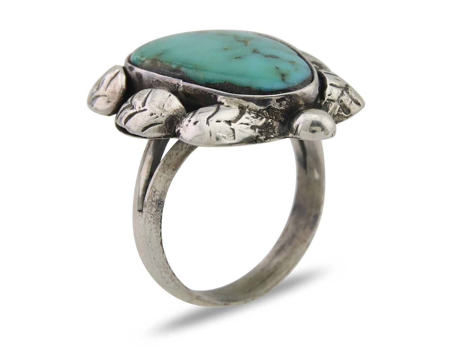 Navajo Handmade Ring 925 Silver Natural Turquoise Native Artist C.80's