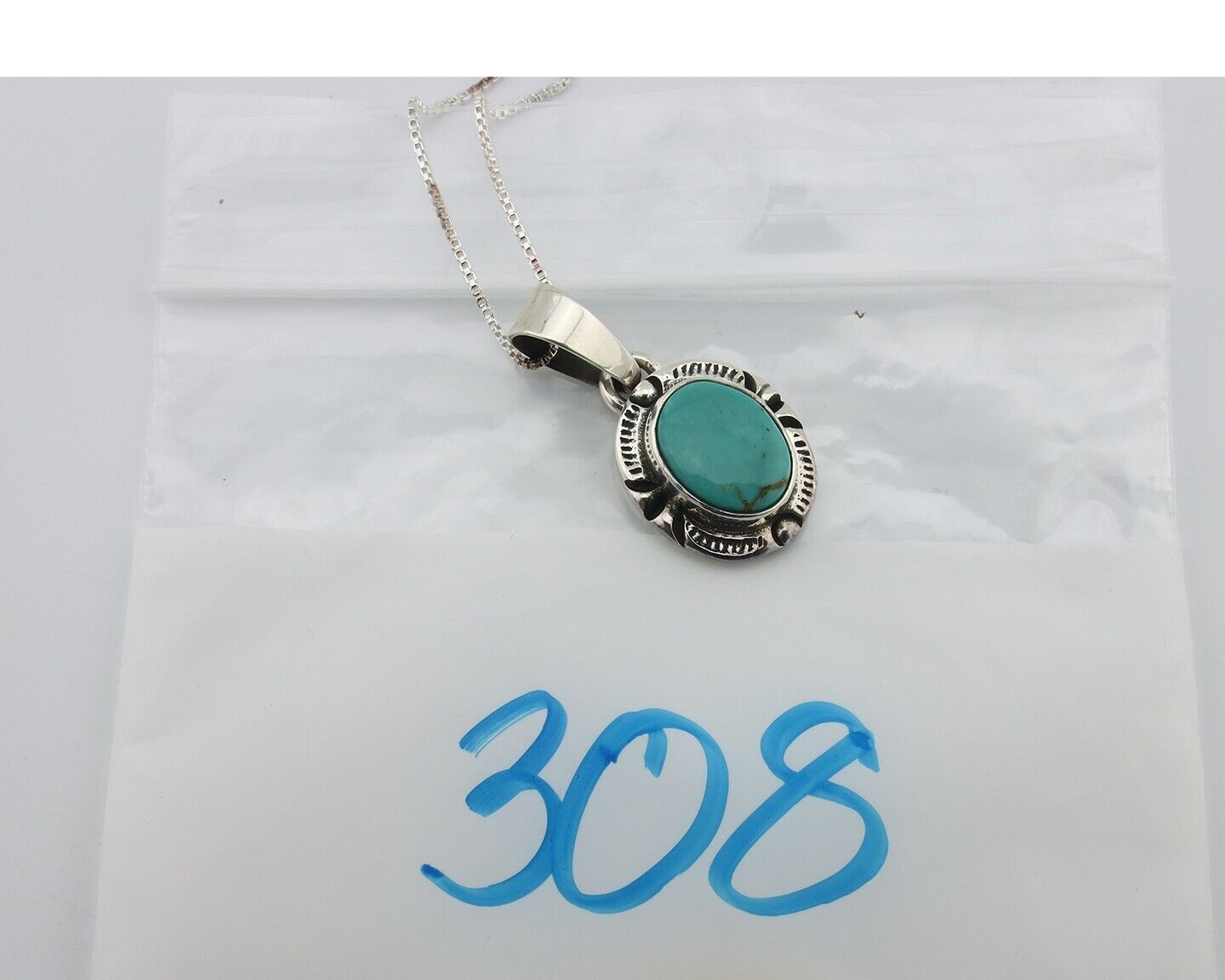 Navajo Necklace 925 Silver Arizona Turquoise Handmade Signed Gecko C.90's