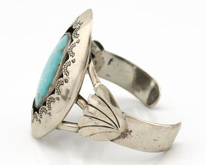 Navajo Shadow Box Bracelet .925 Silver Blue Turquoise Artist Signed M Montoya 80