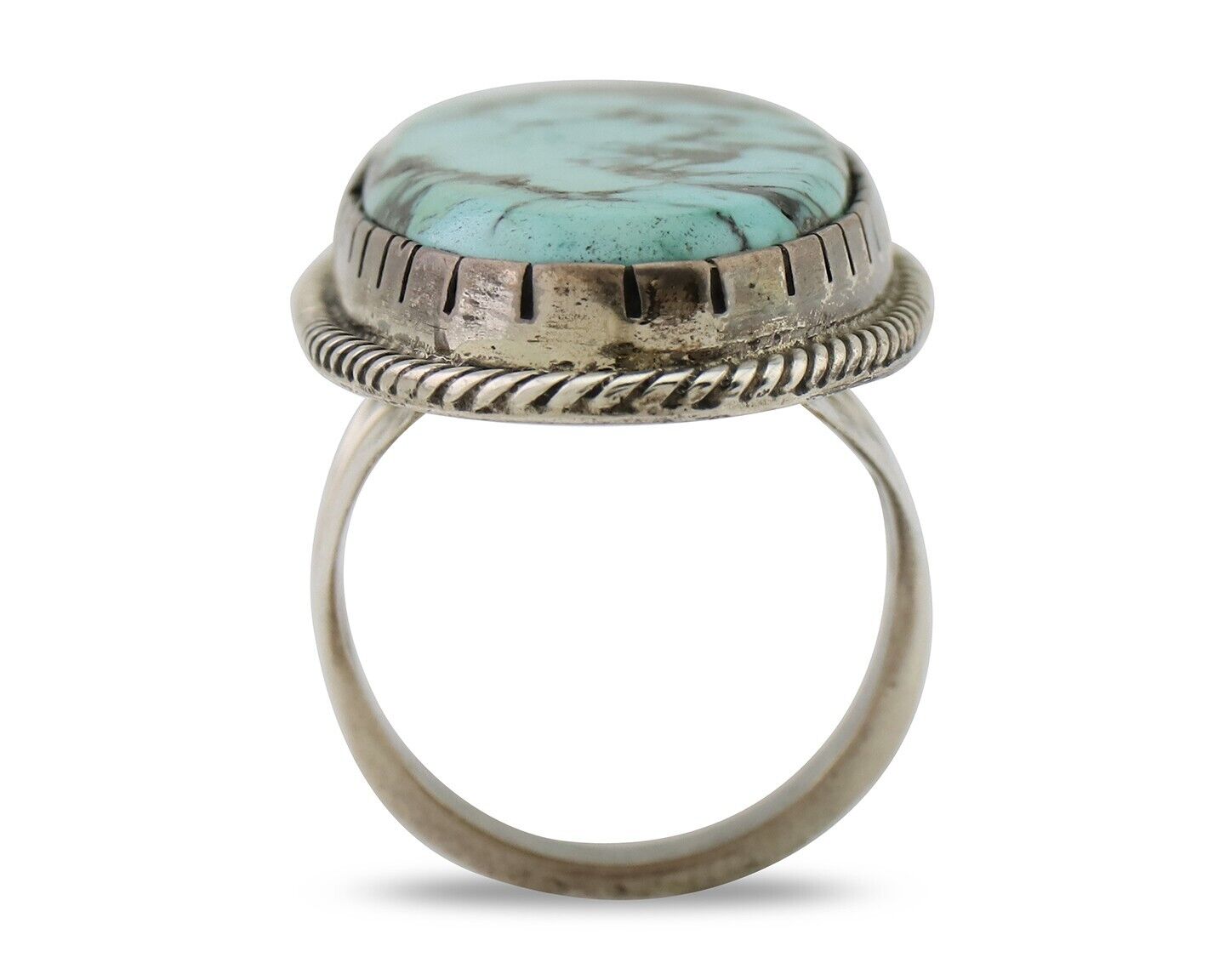 Navajo Handmade Ring 925 Silver Kingman Turquoise Artist Signed C.80's