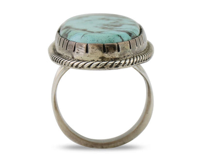 Navajo Handmade Ring 925 Silver Kingman Turquoise Artist Signed C.80's