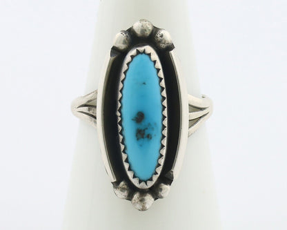 Navajo Ring .925 Silver Sleeping Beauty Turquoise Signed SkyStone Creations C80s