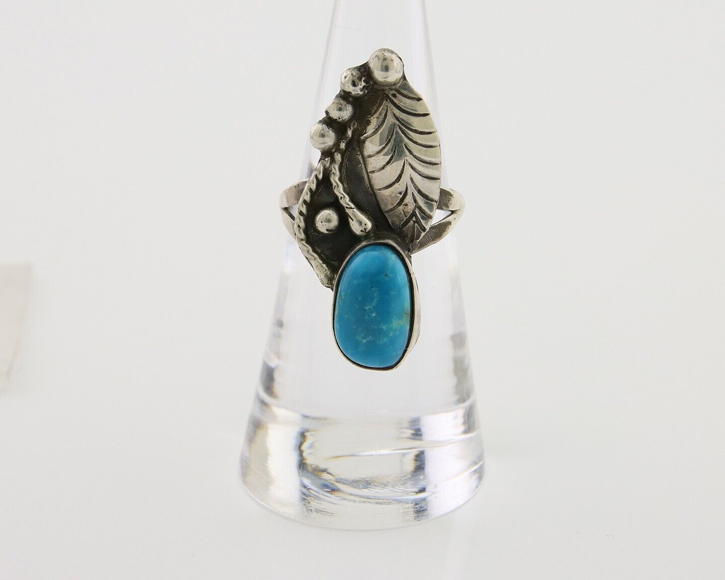 Navajo Handmade Ring 925 Silver Turquoise Signed Nila Johnson C.80's