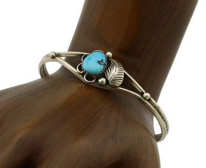 Navajo Handmade Bracelet 925 Silver Natural Blue Turquoise Native American C80s