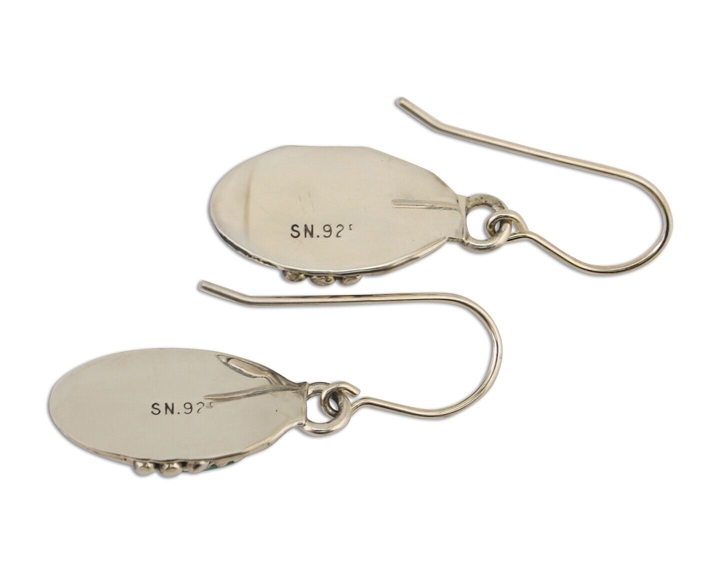 Navajo Earrings 925 Silver Natural Malachite Native American Artist C.80's