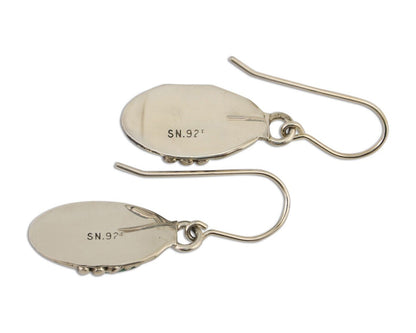 Navajo Earrings 925 Silver Natural Malachite Native American Artist C.80's