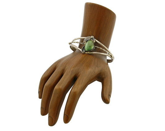 Navajo Natural Mined Royston Turquoise .925 Silver Handmade Cuff