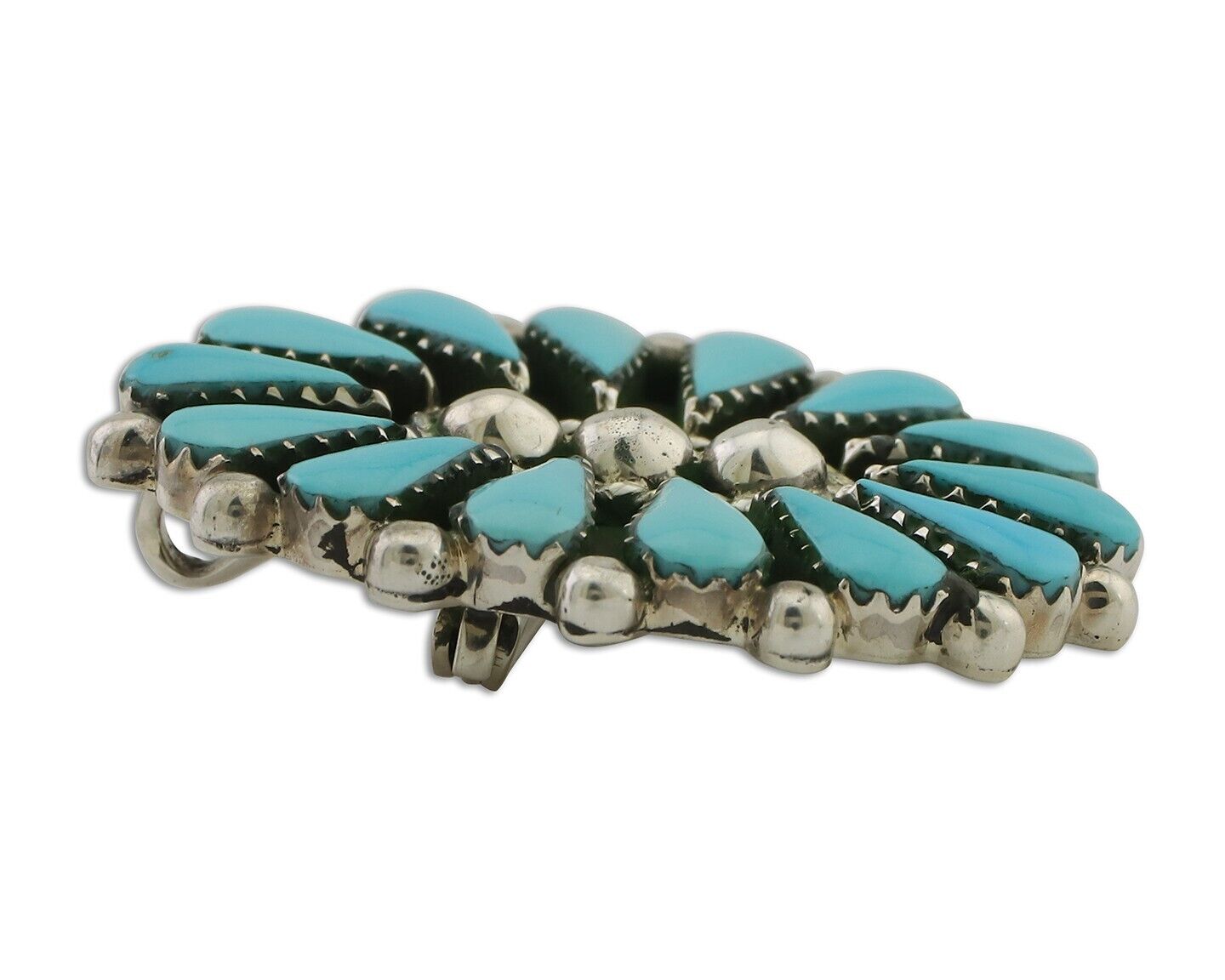 Navajo Pin Pendant 925 Silver Blue Turquoise Signed Benson Yazzie C.80's