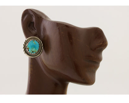 Navajo Earrings 925 Silver Natural Mined Turquoise Native American Artist C.80's