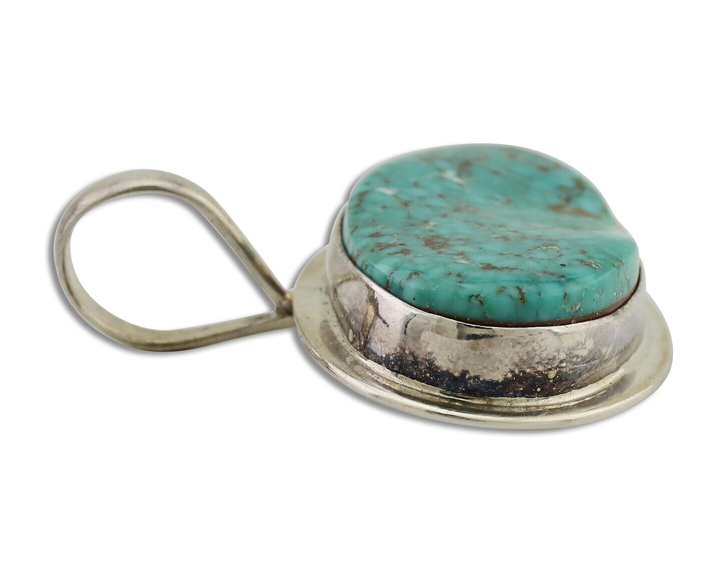 Navajo Mine 8 Turquoise Pendant 925 Silver Signed Doug Zachary C.80's