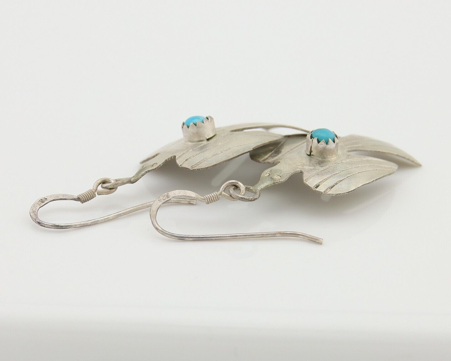 Navajo Thunderbird Earrings 925 Silver Natural Turquoise Native Artist C.80's