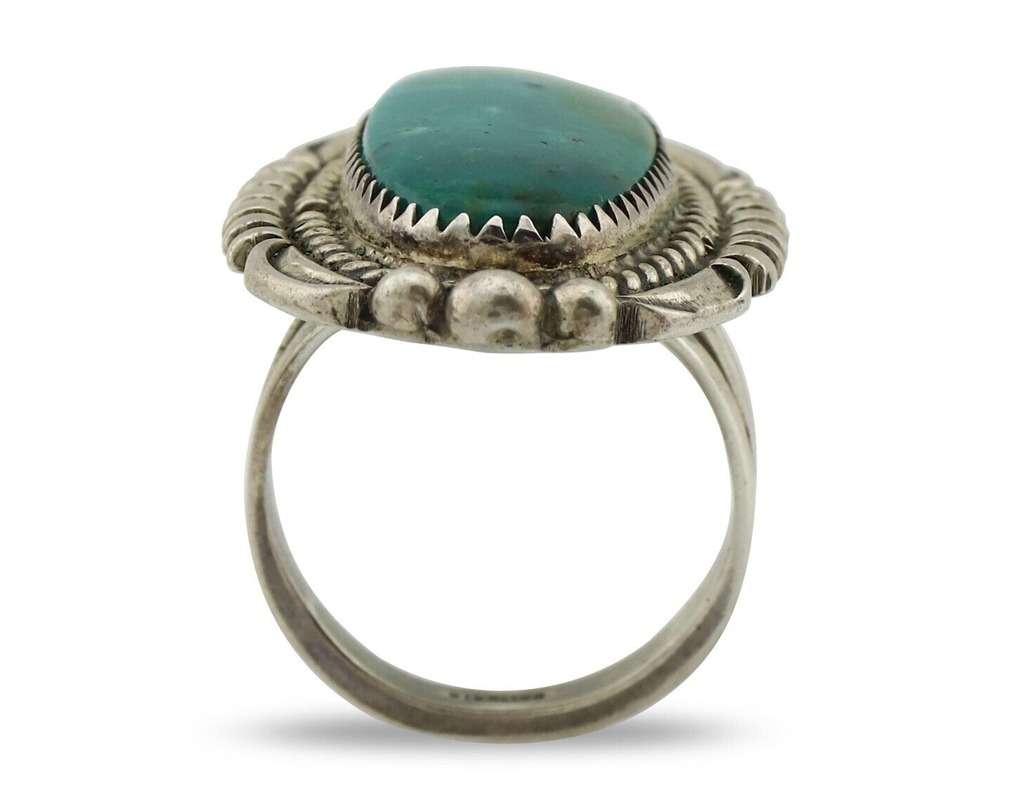 Navajo Ring 925 Silver Natural Blue Turquoise Native American Artist C.80's