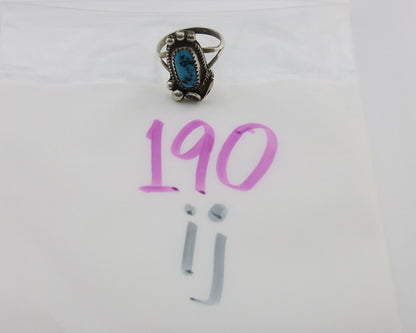 Navajo Ring 925 Silver Sleeping Beauty Turquoise Signed Justin Morris C.80's