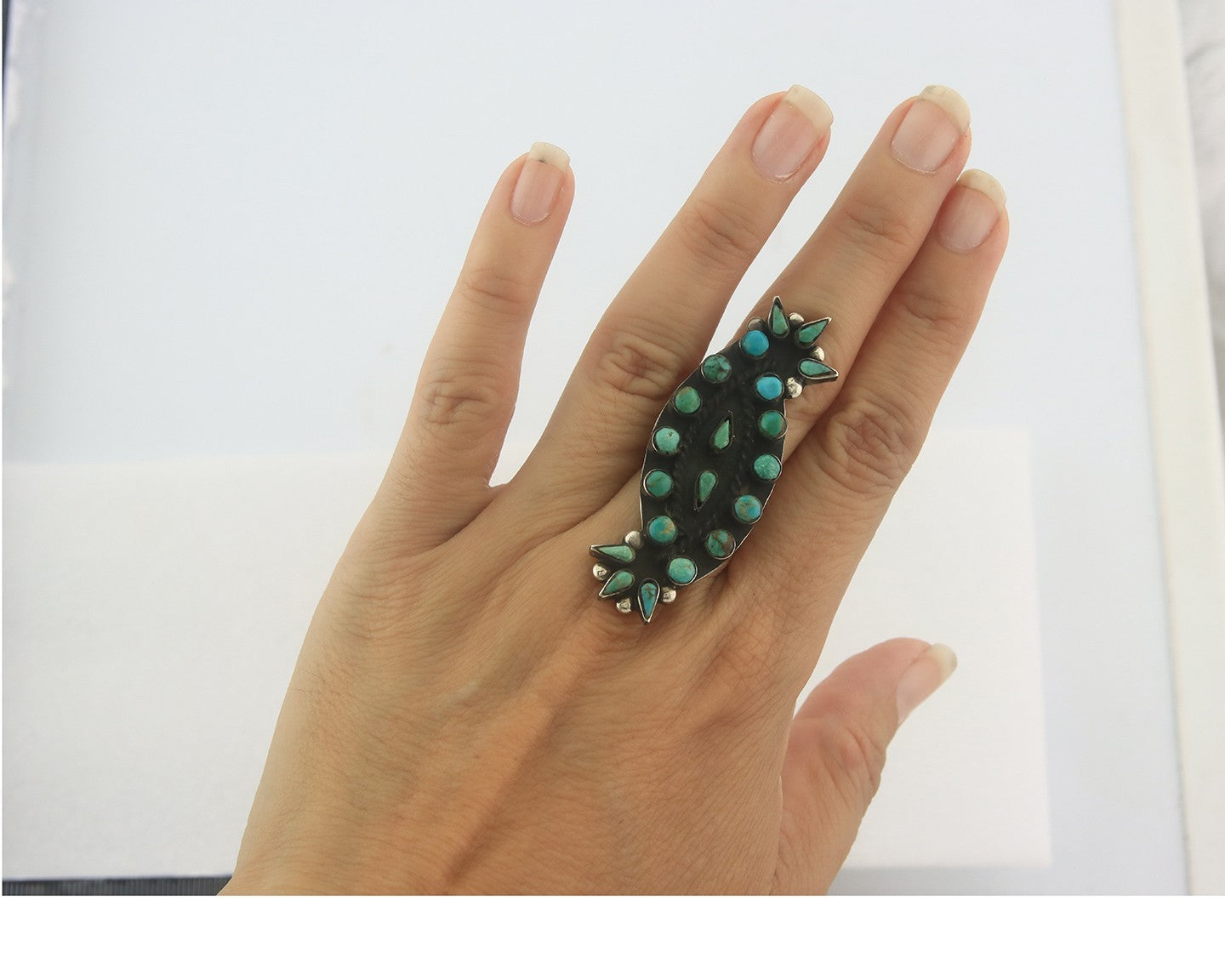 Navajo Ring Sterling Silver Authentic Vintage Turquoise Size 6.0