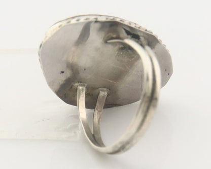 Navajo Ring 925 Sterling Natural Turquoise Native Artist C.80's Size 8.5