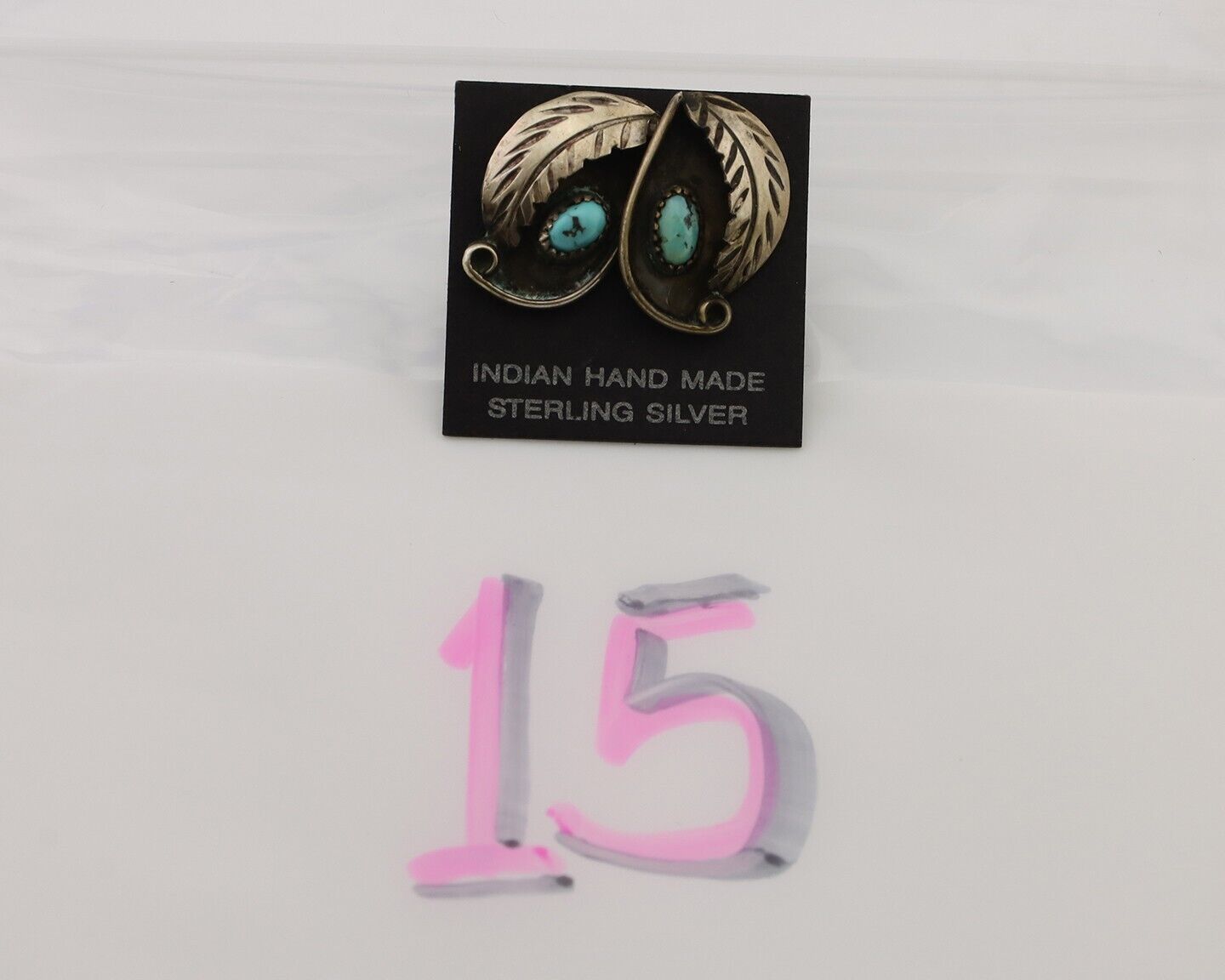 Navajo Earrings 925 Silver Natural Turquoise Native American Artist C.80's