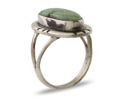 Navajo Handmade Ring 925 Silver Green Turquoise Artist Signed Kachina C.80's