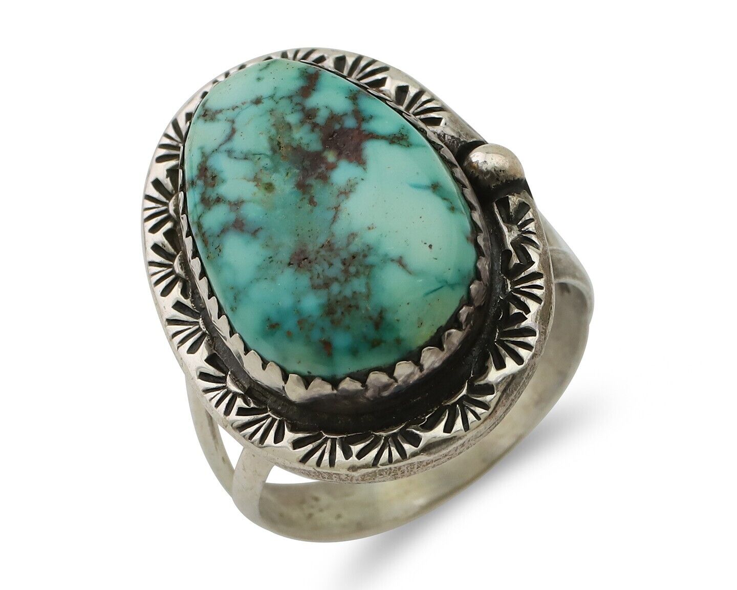 Navajo Ring 925 Silver Natural Blue Turquoise Tom Willeto C.80's