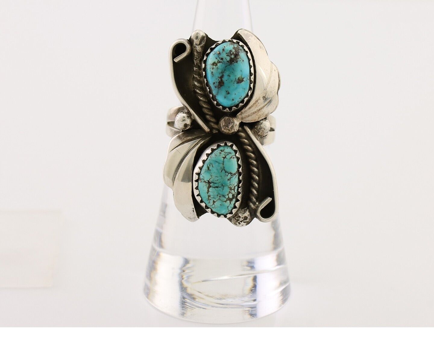 Navajo Handmade Ring 925 Silver Natural Tuquoise Artist Signed R Begay C.80's