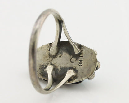Navajo Ring 925 Silver Sleeping Beauty Turquoise Signed SkyStone Creations C80s