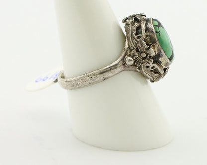 Navajo Ring 925 Silver Natural Spiderweb Turquoise Native Artist Signed Cody
