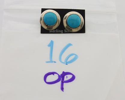 Navajo Earrings 925 Silver Blue Turquoise Native American Artist C.80's
