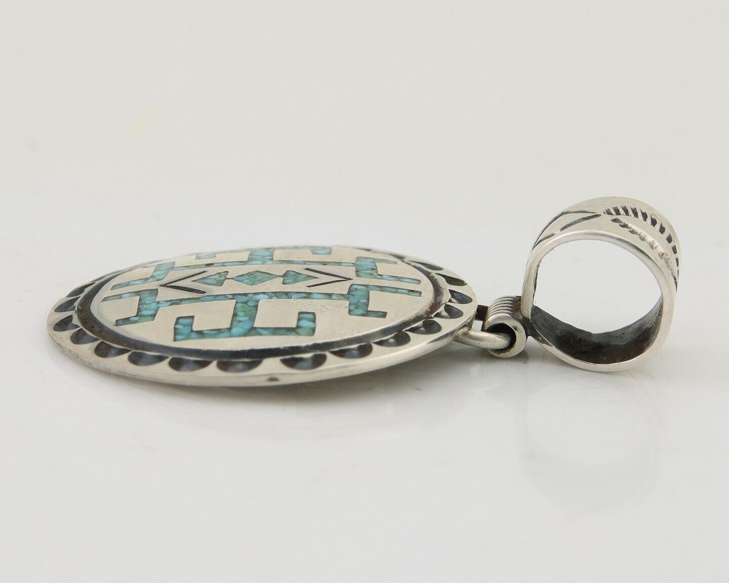 Navajo Necklace 925 Silver Natural Turquoise Artist Signed Stanley Bain C.80's