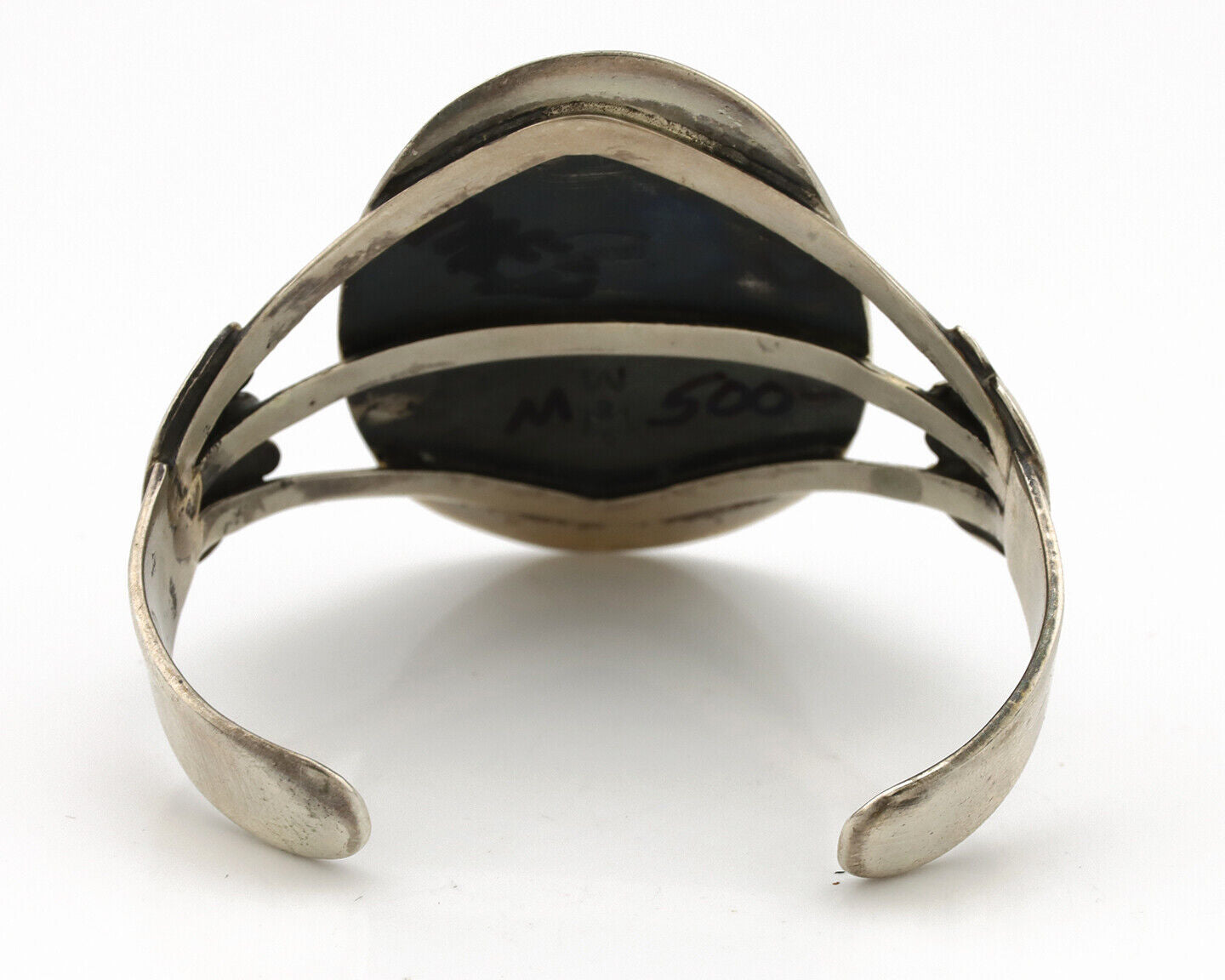 Navajo Shadow Box Bracelet .925 Silver Blue Turquoise Artist Signed M Montoya 80