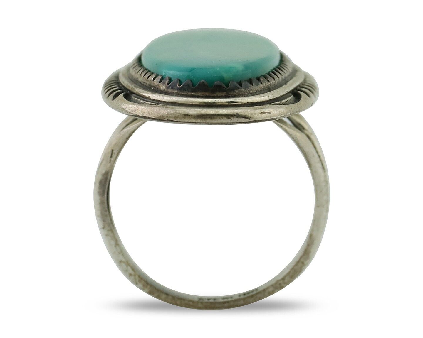 Navajo Ring 925 Silver Natural Turquoise Artist Signed William Denetdale C.80's