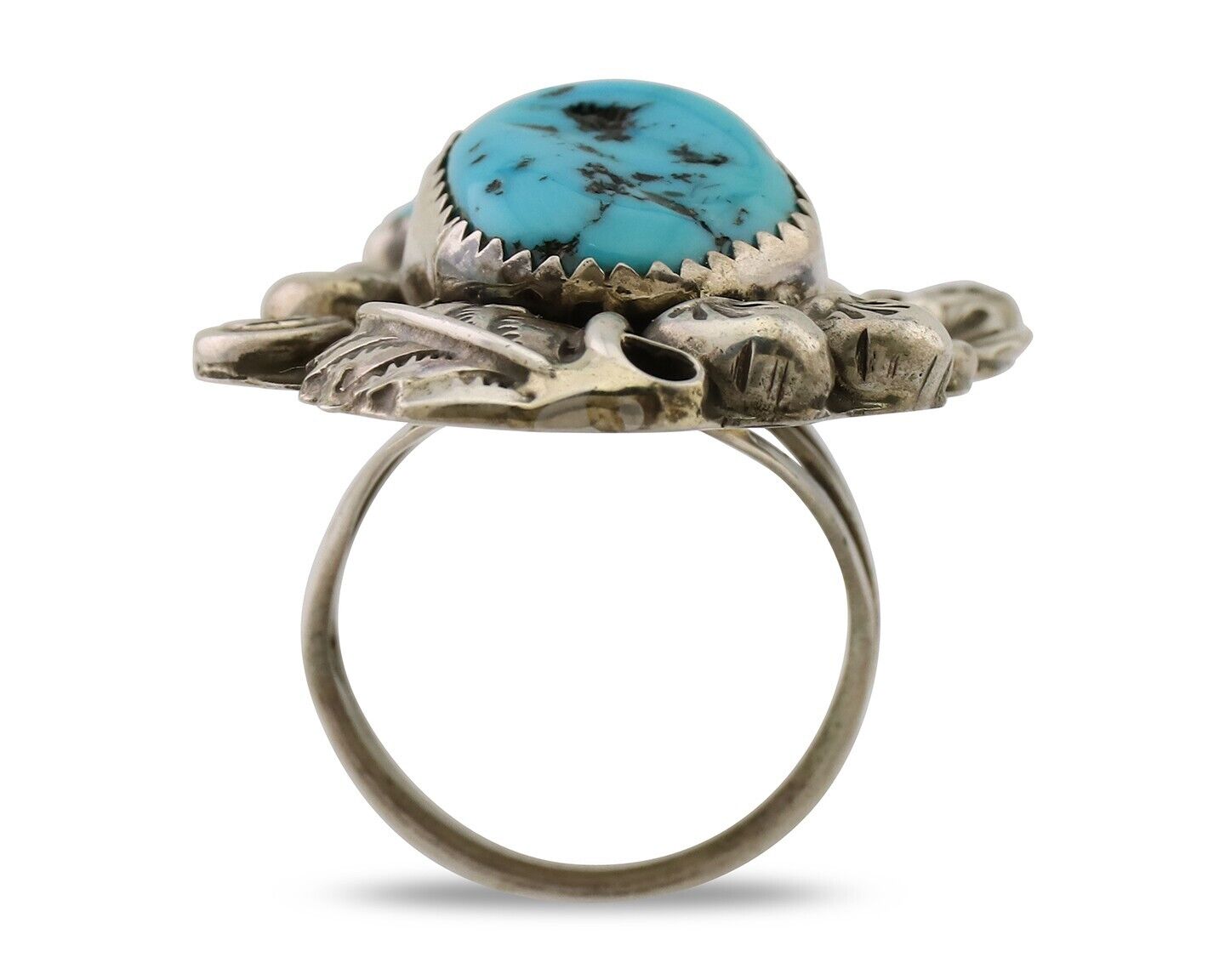 Navajo Handmade Ring 925 Silver Natural Tuquoise Native American Artist C.80's