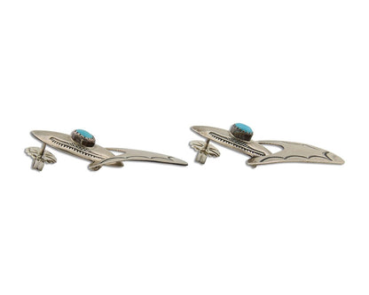 Navajo Dangle Earrings 925 Silver Natural Turquoise Native American Artist C80s