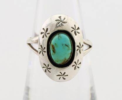 Navajo Ring 925 Silver Kingman Turquoise Native American Artist C.80's