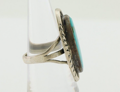 Navajo Ring 925 Silver Kingman Turquoise Signed M Begay C.80's