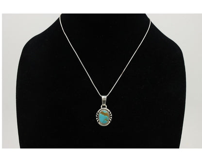 Navajo Necklace 925 Silver Arizona Turquoise Handmade Signed Gecko C.90's