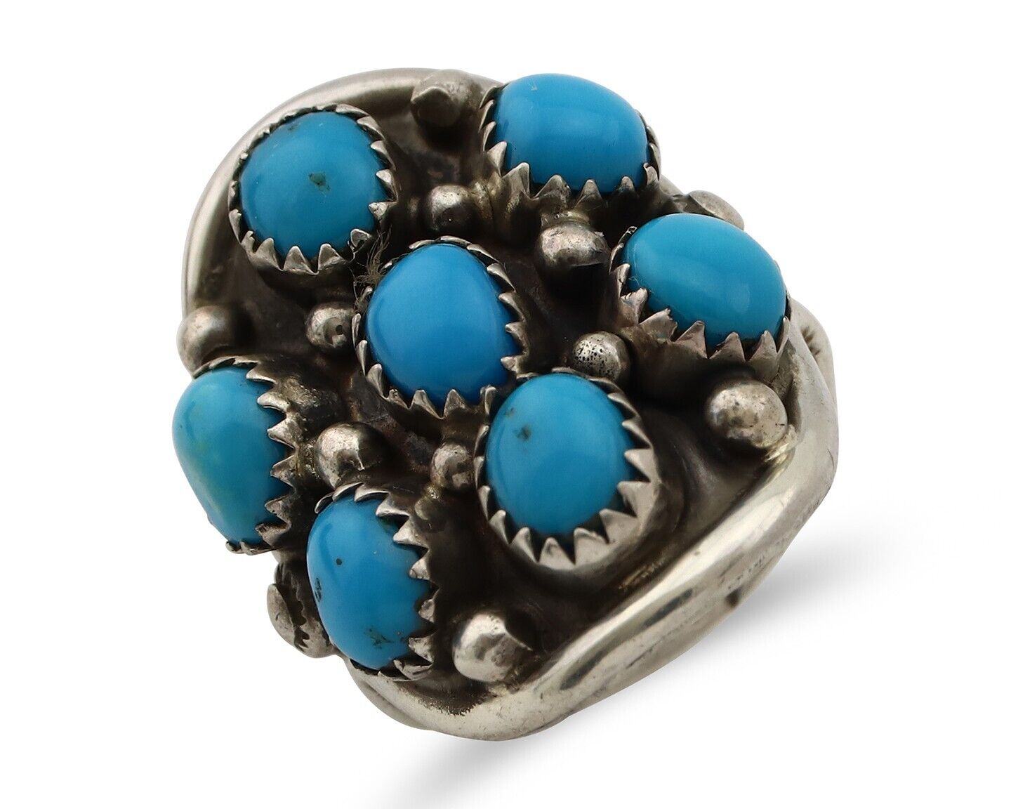 Navajo Ring 925 Silver Natural Blue Turquoise Signed Phillip Zachary Artist C80s