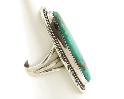 Navajo Ring 925 Silver Natural Mined Turquoise Artist Signed TALHAT C.80's