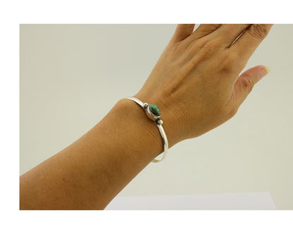 Navajo Cuff Bracelet Spiderweb Turquoise 925 Silver Native American Artist C.80s