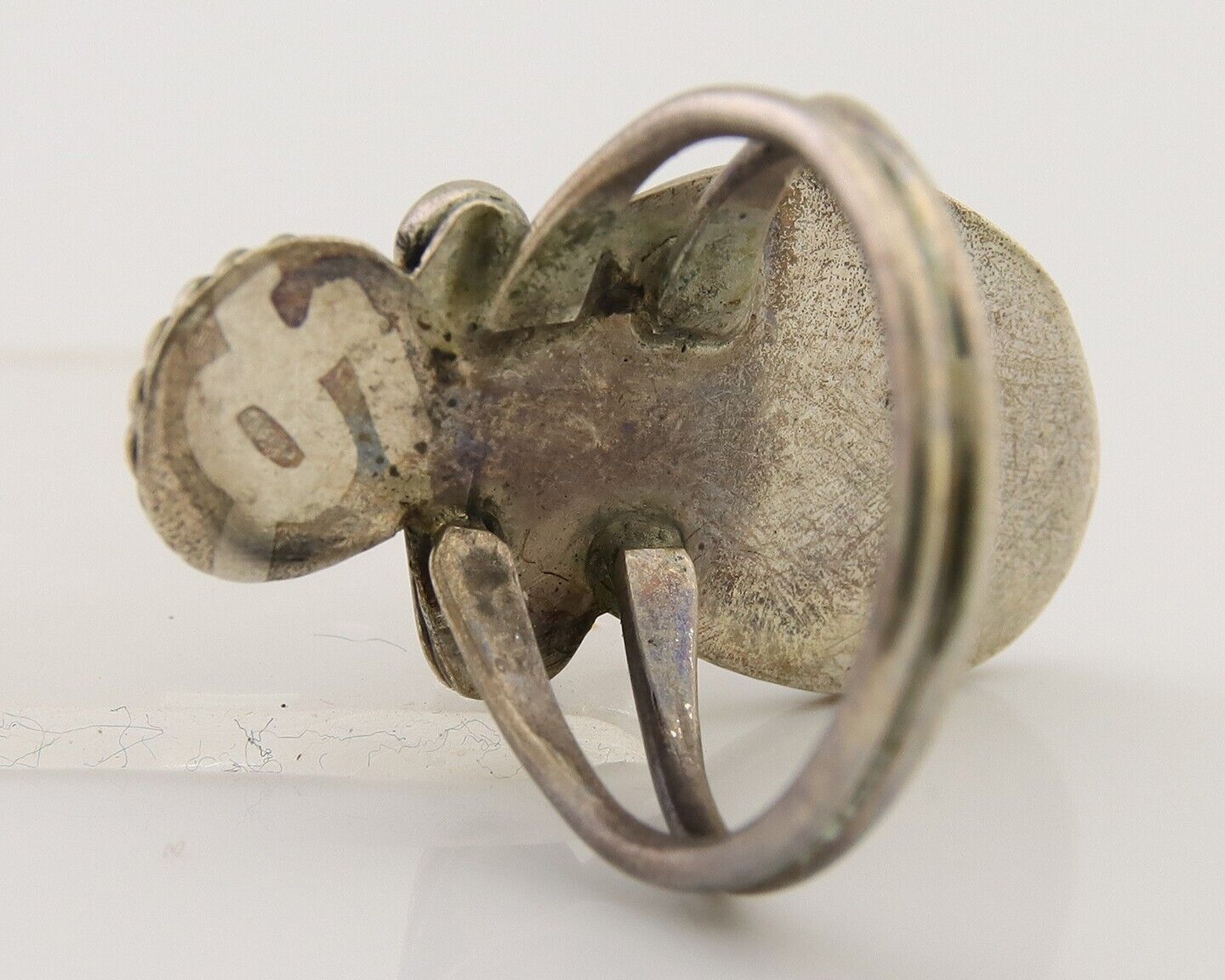 Navajo Handmade Ring 925 Silver Turquoise & Coral Native Artist C.80's