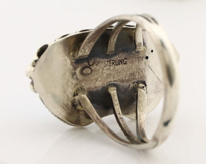 Navajo Ring 925 Silver Sleeping Beauty Turquoise Signed SC C.80's