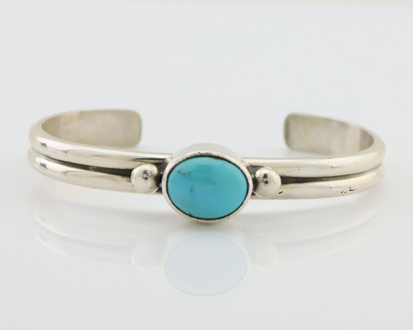 Navajo Cuff Bracelet 925 Silver Natural Blue Turquoise Native American C.80's