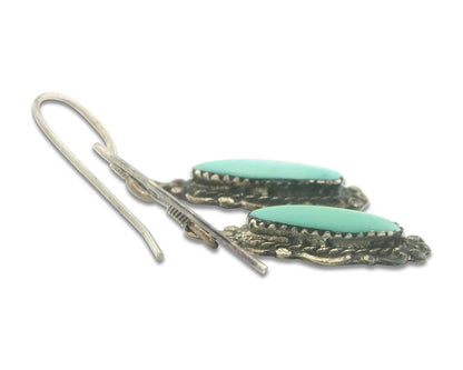 Navajo Earrings 925 Silver Natural Turquoise Native Artist C.80's