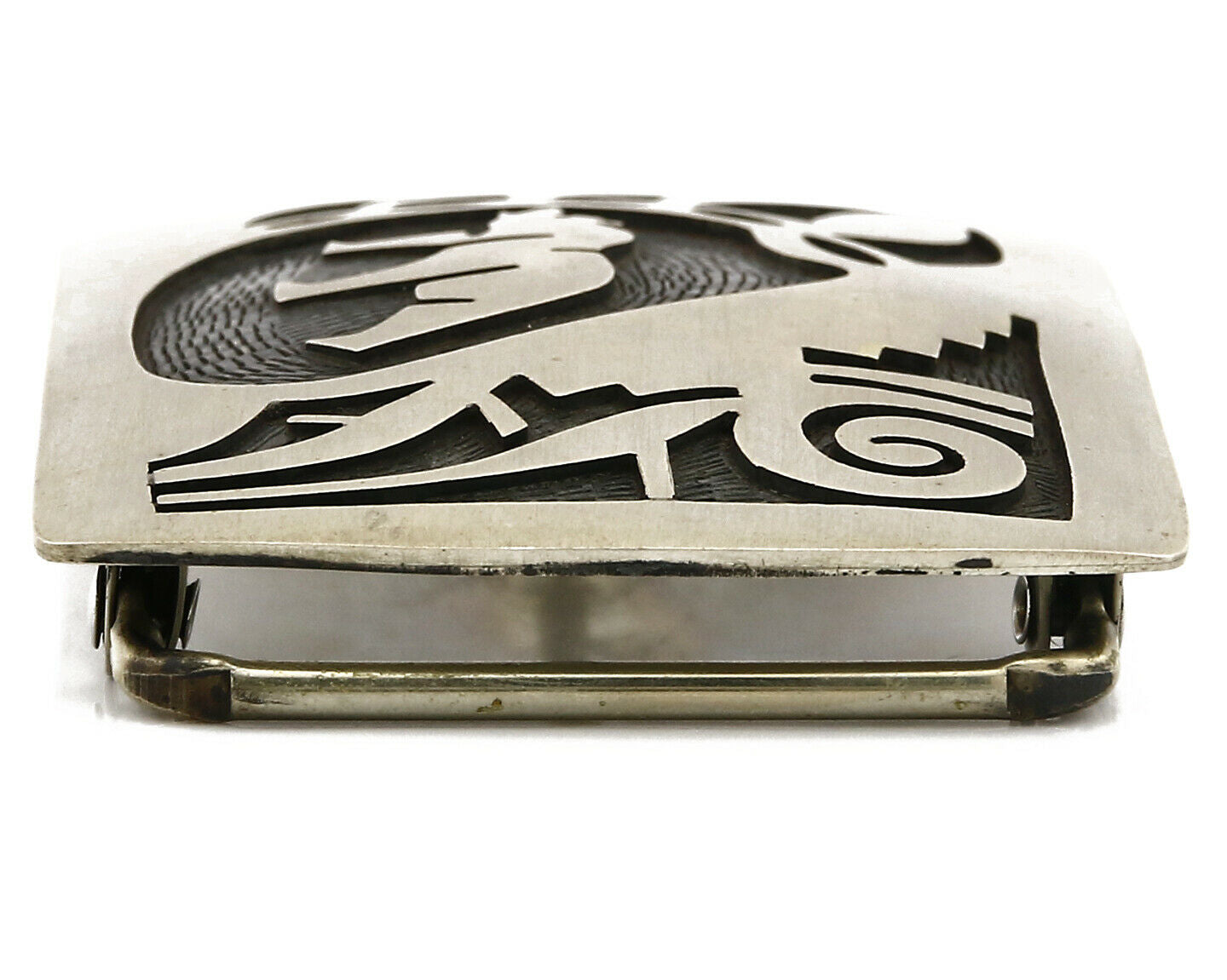 Navajo Belt Buckle .925 SOLID Sterling Silver Handmade Overlay Circa 1980's