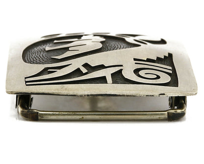 Navajo Belt Buckle .925 SOLID Sterling Silver Handmade Overlay Circa 1980's