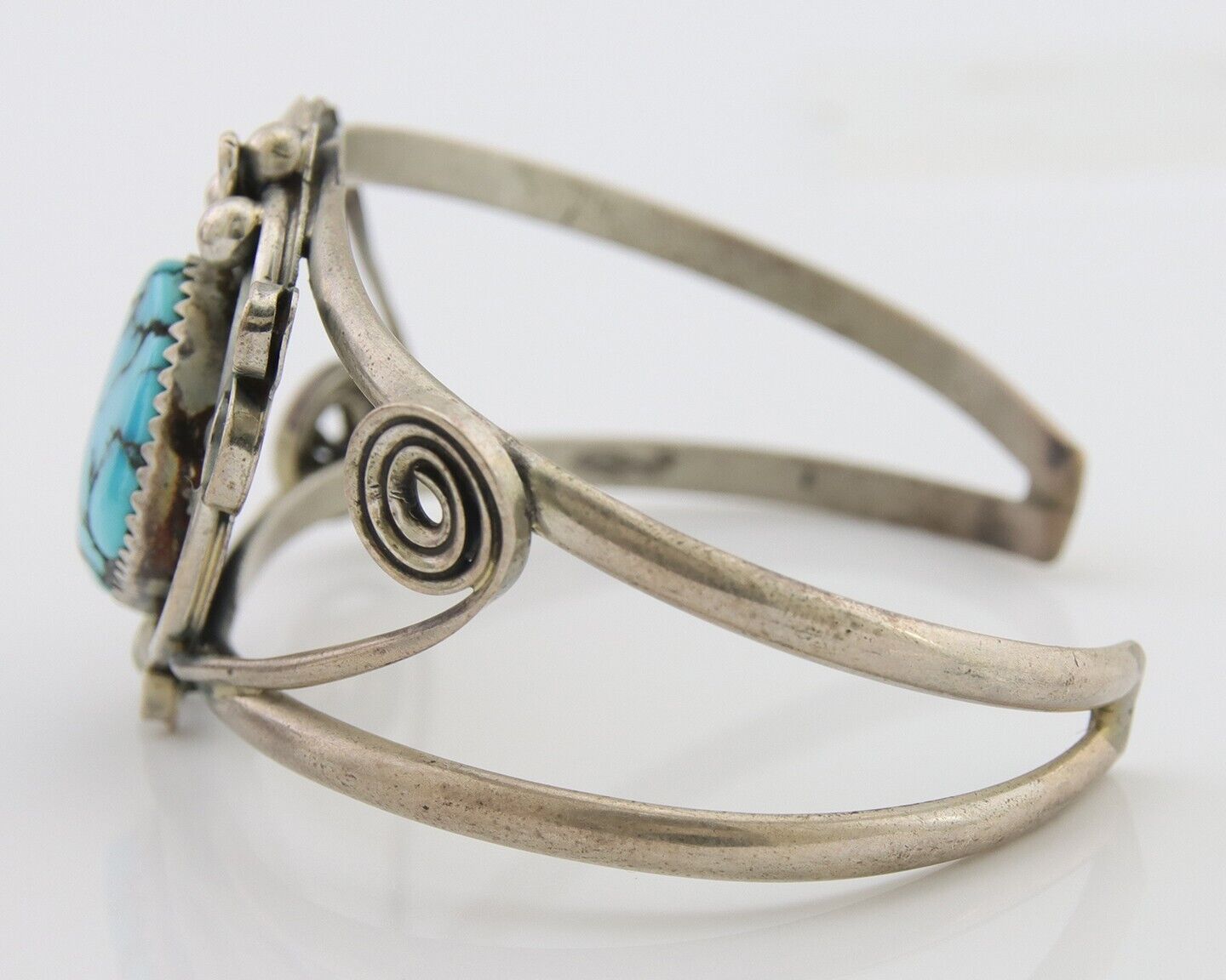 Navajo Bracelet 925 Silver Blue Turquoise Native American Artist C.80's