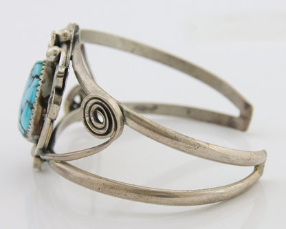 Navajo Bracelet 925 Silver Blue Turquoise Native American Artist C.80's