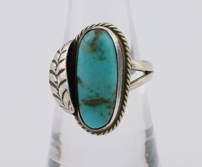 Navajo Handmade Ring 925 Silver Natural Turquoise Native American Artist C.80's