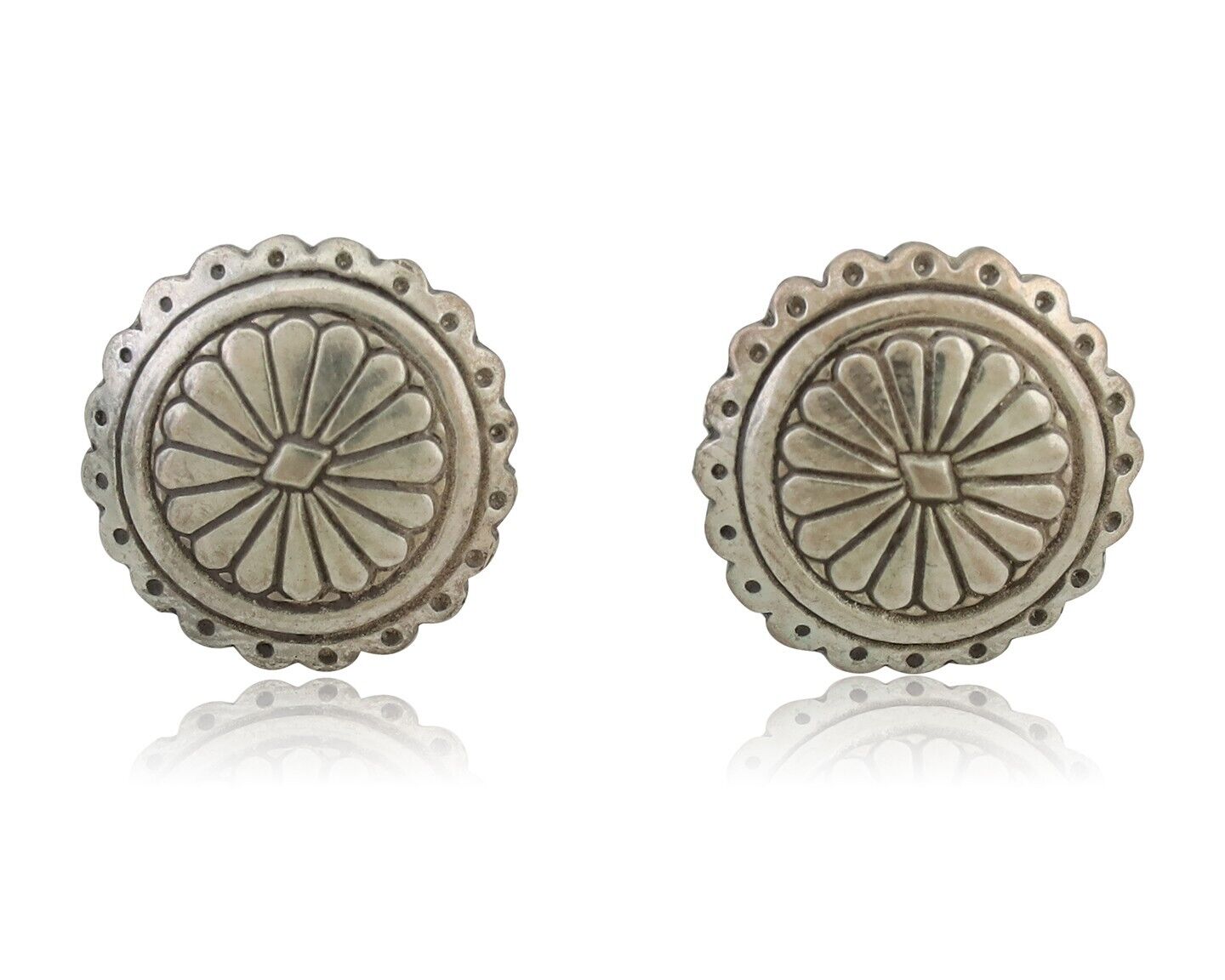 Navajo Small Shield Earrings 925 Silver Native American Artist C.80's