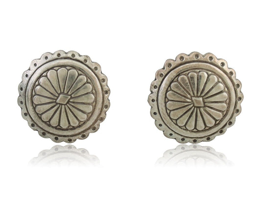 Navajo Small Shield Earrings 925 Silver Native American Artist C.80's